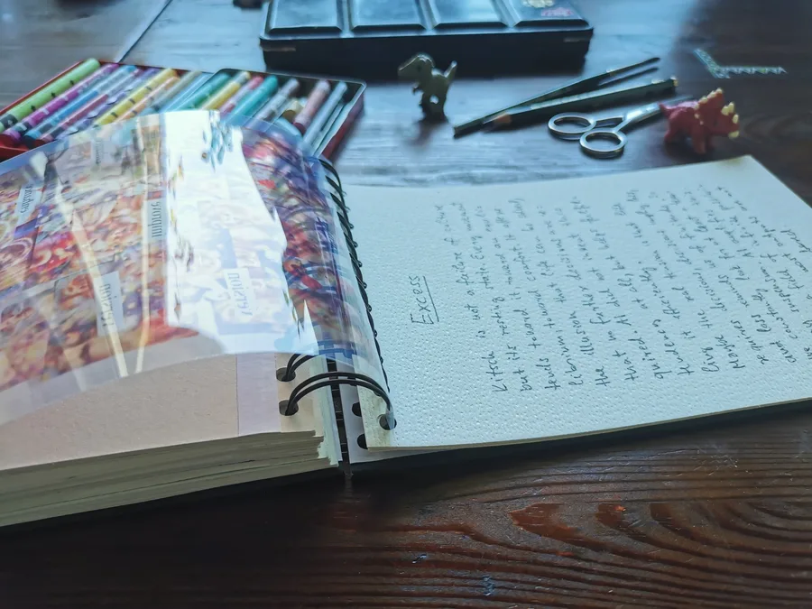Rapty Paints sketchbook pages laid open.